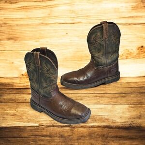 Justin Driller Men's Brown Western Steel Toe Boots